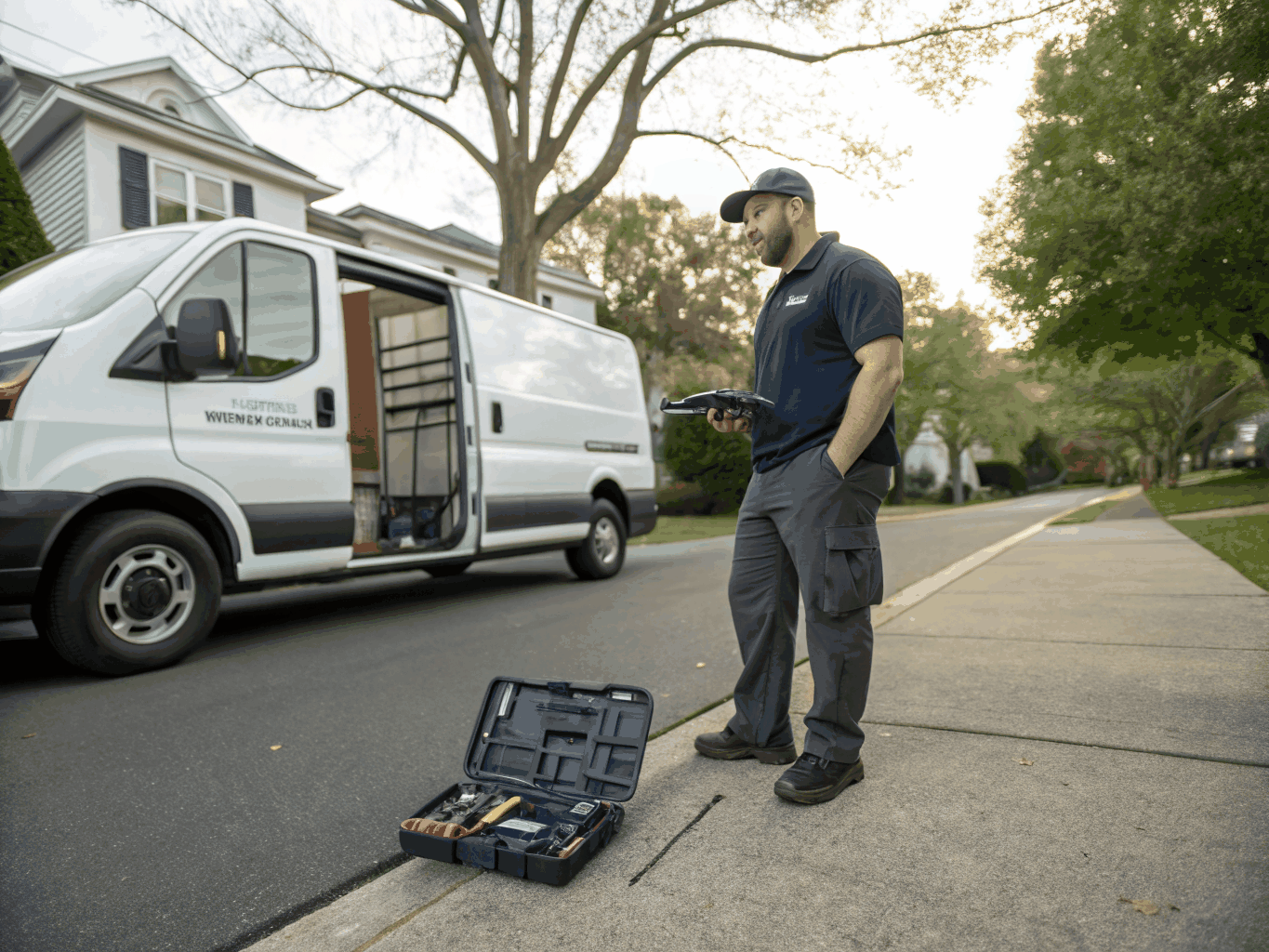 Professional Stone Mountain appliance repair technician with equipped service van