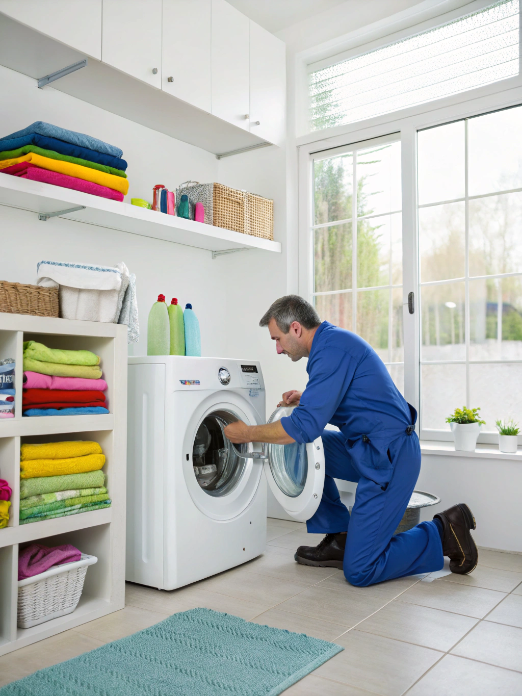 Professional technician repairing a washing machine in Stone Mountain, GA